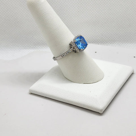 Brand New Sterling Silver 925 Baby Blue Gemstone Ring