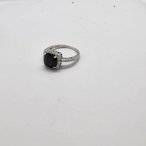 Brand New Sterling Silver 925 Black Gemstone Ring