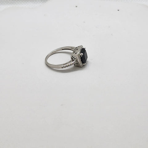 Brand New Sterling Silver 925 Black Gemstone Ring