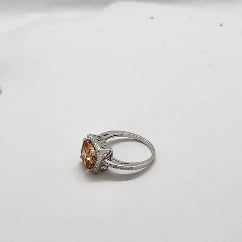 Brand New Sterling Silver 925 Orange Gemstone Ring