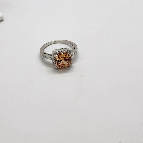 Brand New Sterling Silver 925 Orange Gemstone Ring