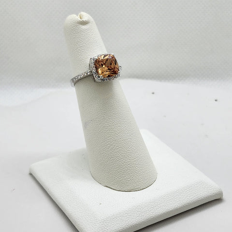 Brand New Sterling Silver 925 Orange Gemstone Ring