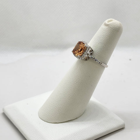 Brand New Sterling Silver 925 Orange Gemstone Ring