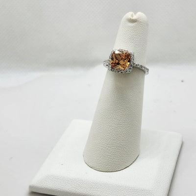 Brand New Sterling Silver 925 Orange Gemstone Ring