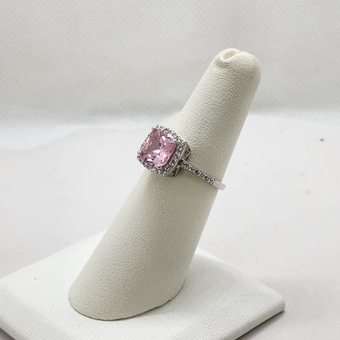 Brand New Sterling Silver 925 Pink Gemstone Ring