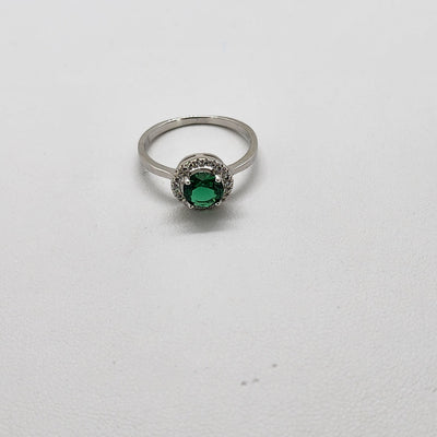 Brand New Sterling Silver 925 Green Round Gemstone Ring