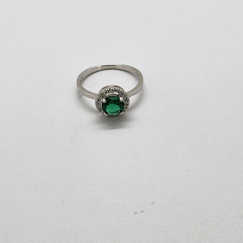 Brand New Sterling Silver 925 Green Round Gemstone Ring