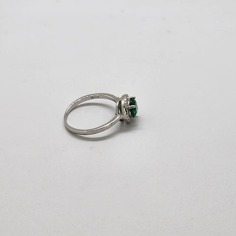 Brand New Sterling Silver 925 Green Round Gemstone Ring