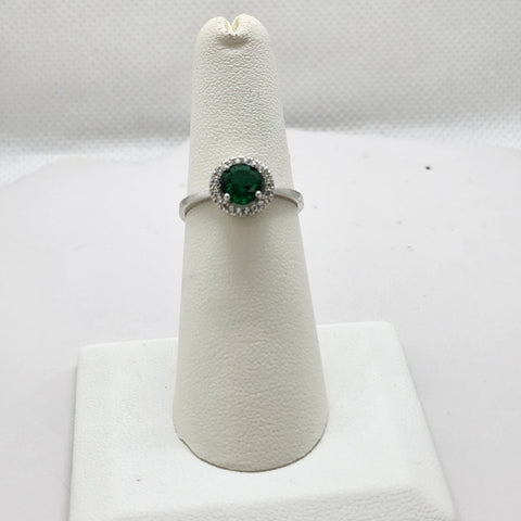 Brand New Sterling Silver 925 Green Round Gemstone Ring