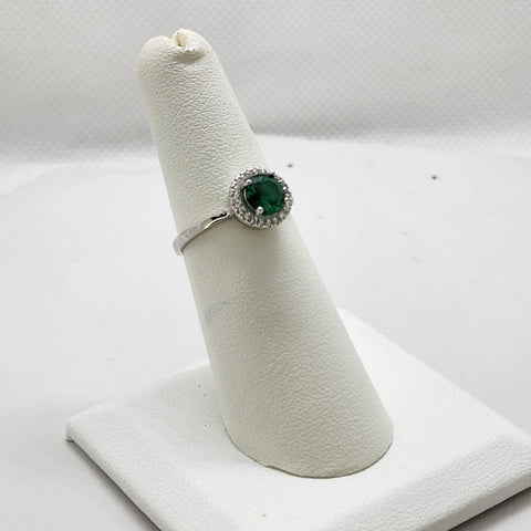 Brand New Sterling Silver 925 Green Round Gemstone Ring