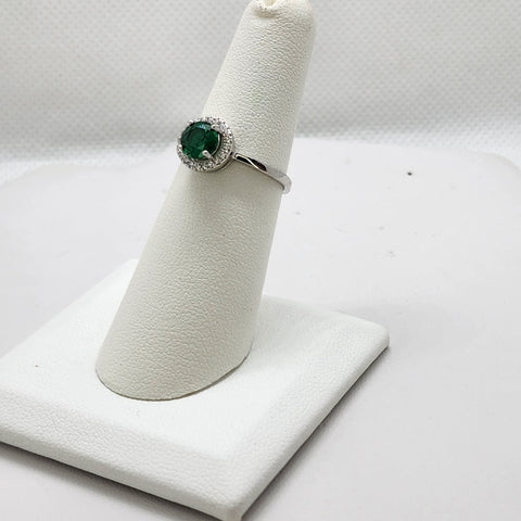 Brand New Sterling Silver 925 Green Round Gemstone Ring