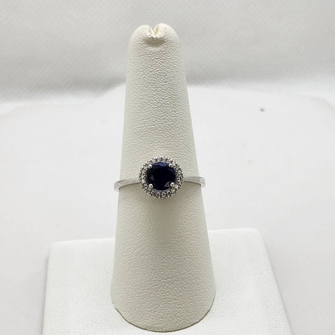 Brand New Sterling Silver 925 Blue Round Gemstone Ring