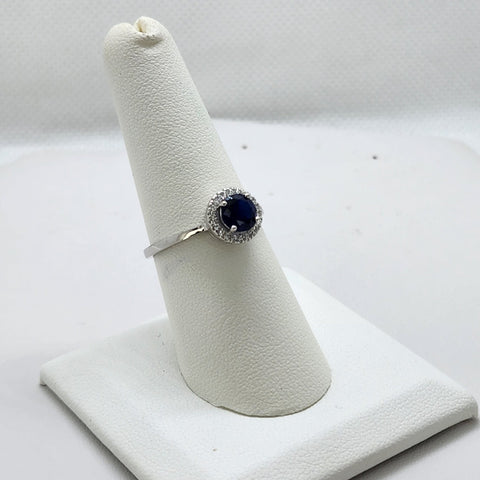 Brand New Sterling Silver 925 Blue Round Gemstone Ring