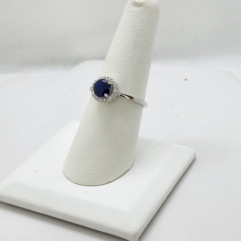 Brand New Sterling Silver 925 Blue Round Gemstone Ring