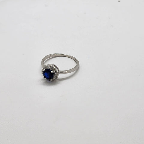 Brand New Sterling Silver 925 Blue Round Gemstone Ring