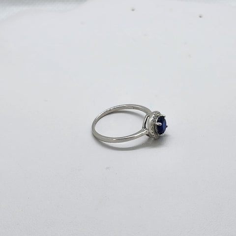 Brand New Sterling Silver 925 Blue Round Gemstone Ring