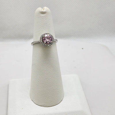 Brand New Sterling Silver 925 Pink Round Gemstone Ring