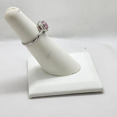 Brand New Sterling Silver 925 Pink Round Gemstone Ring