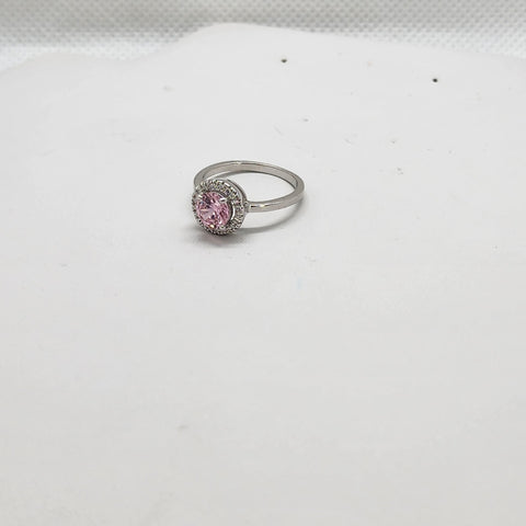 Brand New Sterling Silver 925 Pink Round Gemstone Ring