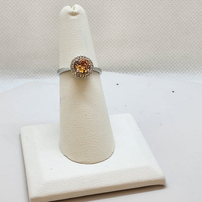 Brand New Sterling Silver 925 Orange Round Gemstone Ring