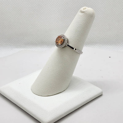 Brand New Sterling Silver 925 Orange Round Gemstone Ring