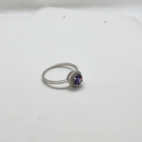 Brand New Sterling Silver 925 Purple Round Gemstone Ring