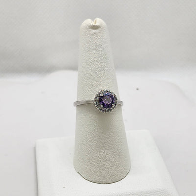 Brand New Sterling Silver 925 Purple Round Gemstone Ring