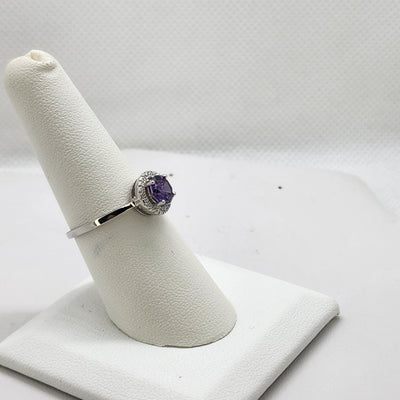 Brand New Sterling Silver 925 Purple Round Gemstone Ring