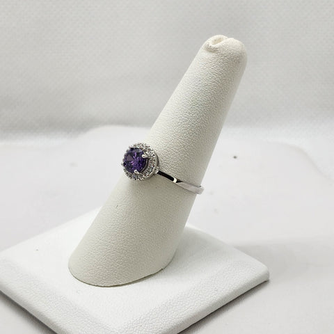 Brand New Sterling Silver 925 Purple Round Gemstone Ring