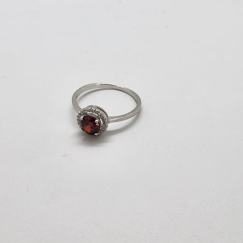 Brand New Sterling Silver 925 Red Round Gemstone Ring