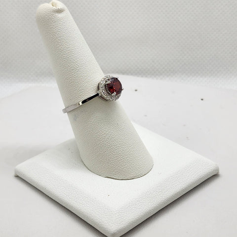 Brand New Sterling Silver 925 Red Round Gemstone Ring