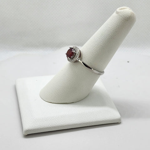 Brand New Sterling Silver 925 Red Round Gemstone Ring