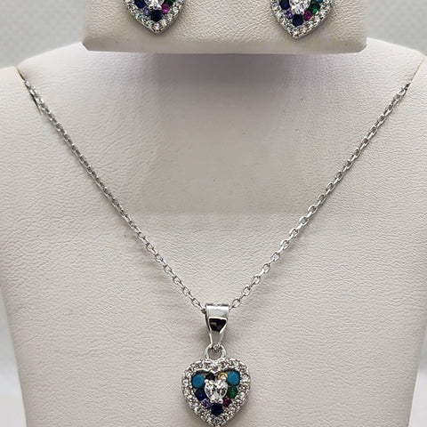 Brand New Sterling Silver 925 Blue Heart 2pc Set