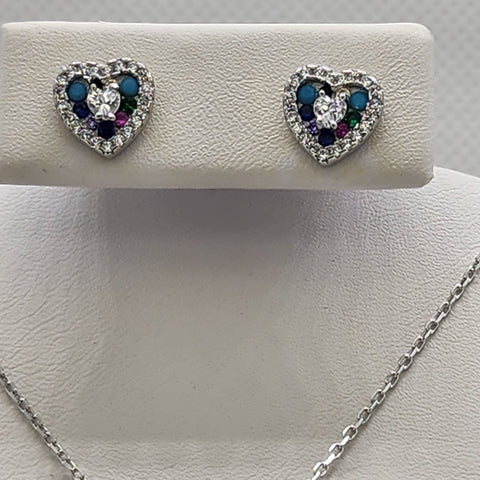 Brand New Sterling Silver 925 Blue Heart 2pc Set