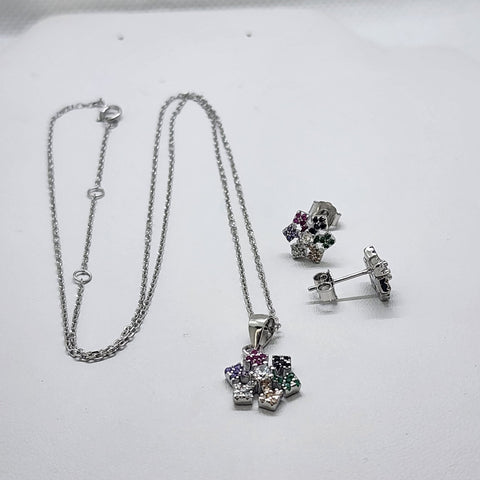 Brand New Sterling Silver 925 Multi Color Snowflake 2pc Set