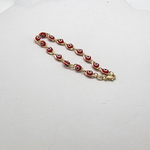 Brand New Brazilian 18k Gold Filled Multi Red Evil Eye Bracelet