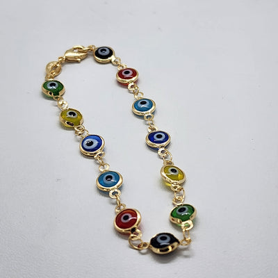 Brand New Brazilian 18k Gold Filled Multi Color  Evil Eye Bracelet