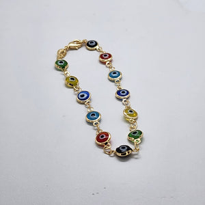 Brand New Brazilian 18k Gold Filled Multi Color  Evil Eye Bracelet