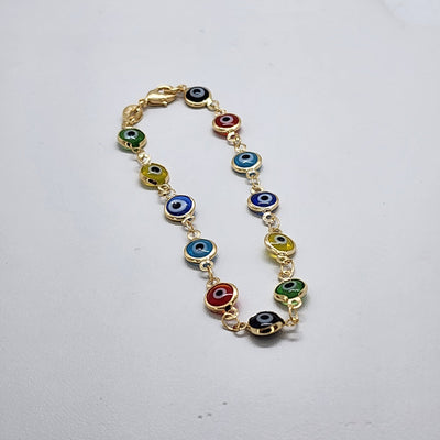 Brand New Brazilian 18k Gold Filled Multi Color  Evil Eye Bracelet