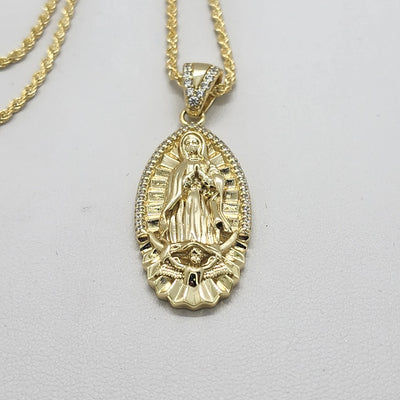 Brand New Sterling Silver 925 Virgen De Guadalupe Necklace