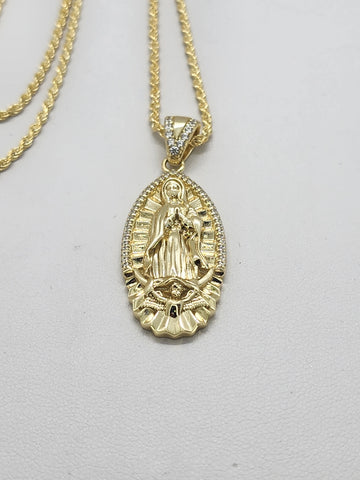 Brand New Sterling Silver 925 Virgen De Guadalupe Necklace