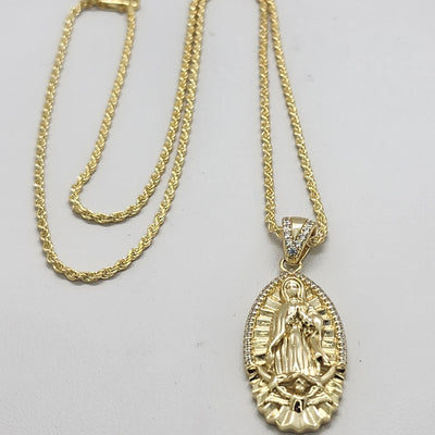 Brand New Sterling Silver 925 Virgen De Guadalupe Necklace