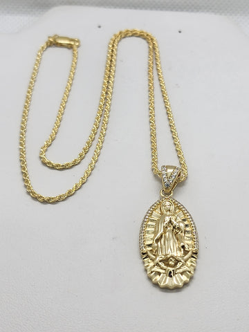 Brand New Sterling Silver 925 Virgen De Guadalupe Necklace