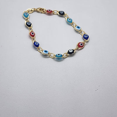 Brand New Brazilian 18k Gold Filled Multi color Evil Eye Bracelet