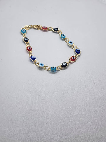 Brand New Brazilian 18k Gold Filled Multi color Evil Eye Bracelet