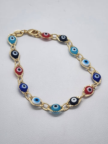 Brand New Brazilian 18k Gold Filled Multi color Evil Eye Bracelet