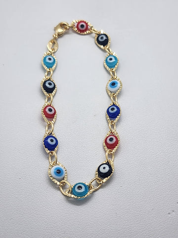 Brand New Brazilian 18k Gold Filled Multi color Evil Eye Bracelet