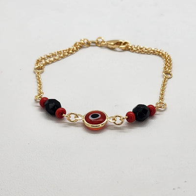 Brand New Brazilian 18k Gold Filled Red Evil Eye Bracelet