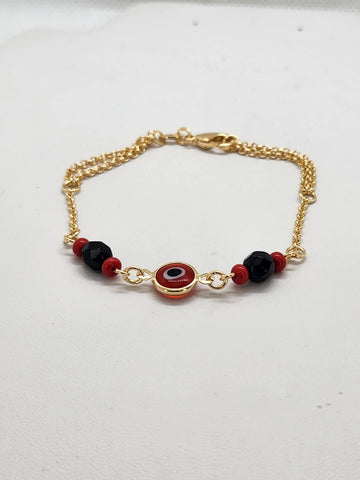 Brand New Brazilian 18k Gold Filled Red Evil Eye Bracelet