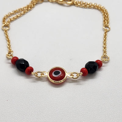 Brand New Brazilian 18k Gold Filled Red Evil Eye Bracelet